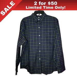 [Sale: 2 for $50!] Ralph Lauren Blue&Green Plaid Buttondown Shirt – Men’s L 0064